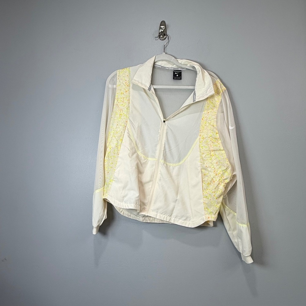 Nike Running Mesh Floral Windrunner Jacket Yellow White‎ CJ2433-110 Womens Small